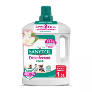 Wäschedesinfektionsmittel, stoppt Gerüche, Duft nach weißen Blumen, 1,5 l - SANYTOL