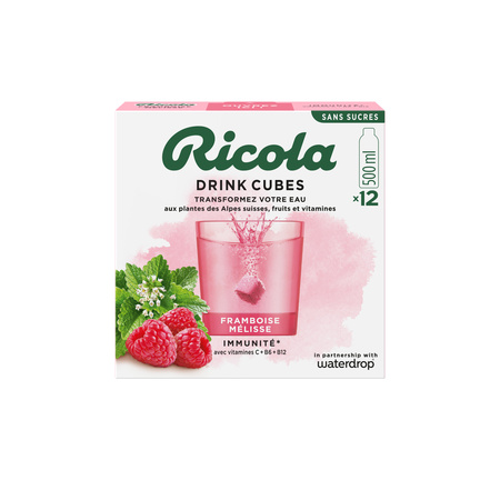 Zubereitung für prickelndes Würfelgetränk mit Himbeer-Zitronenmelisse-Geschmack 12x50cl - RICOLA