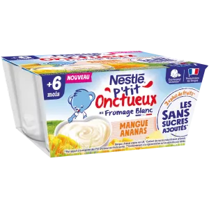 P'tit Unctueux mit Mango- und Ananas-Weißkäse ab 6 Monaten 4x90g - NESTLE