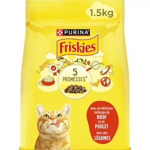 Trockenfutter für ausgewachsene Katzen mit Rindfleisch, Huhn und Gemüse, 1,5 kg - FRISKIES