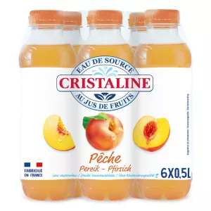 Quellwasser mit Fruchtsaft mit Pfirsichgeschmack 6x50cl - Cristaline