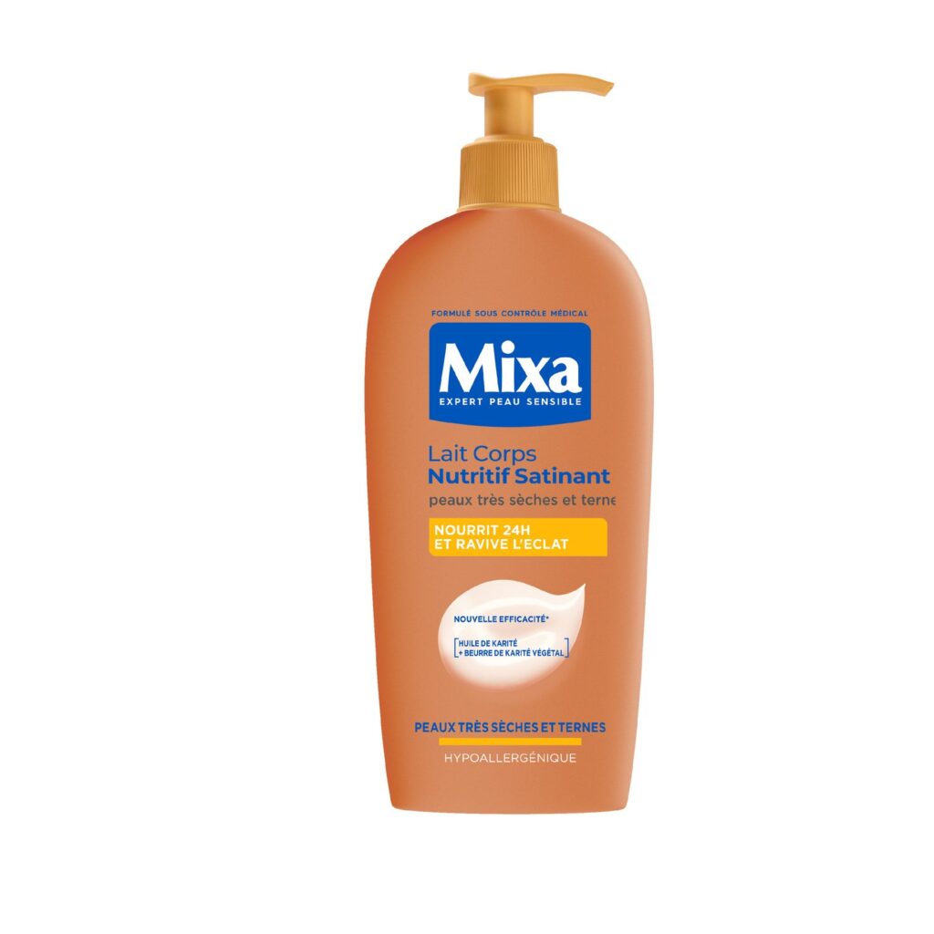 Satinierende, nährende Körpermilch für trockene und fahle Haut, 400 ml - MIXA