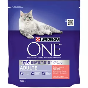 Kroketten für erwachsene Katzen mit Lachs 450 g - PURINA ONE