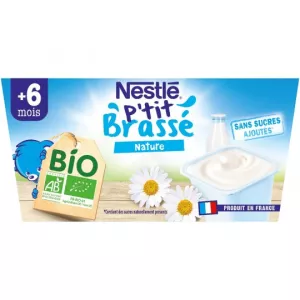 P'tit Brassé Bio Natur ohne Zuckerzusatz ab 6 Monaten 4x90g - NESTLE