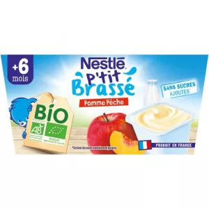 P'tit gebrauter Apfel und Pfirsich Bio ab 6 Monaten 4x90g - NESTLE